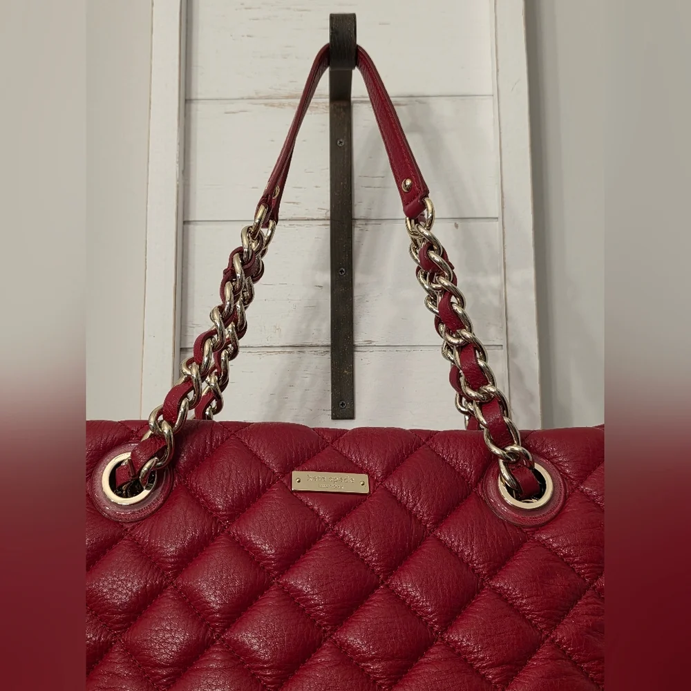 Kate Spade Red Quilted Leather Maryanne Tote Bag - Picture 3 of 7